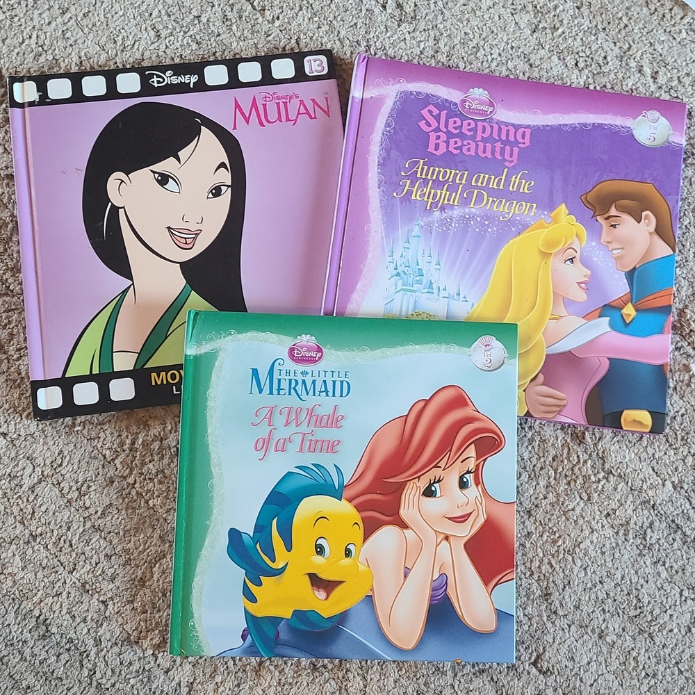 Disney Princess Storybook Bundle Mulan Little Mermaid Sleeping Beauty Hardcover
